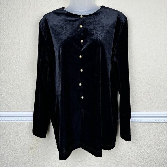 Leslie Fay Tops - Vintage Leslie Fay Small Sophisticate Black Velvet Women's Top Blouse Fairy Goth